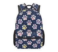 chaqlin Zaino scolastico per ragazze con impronte di cane, con tasche, 43 cm, età 8-12 anni, zaino per ragazze carino per scuola elementare