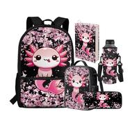 chaqlin Zaino scolastico per ragazze grande astuccio per la scuola per bambini, set da 5 pezzi, borsa termica per il pranzo, borsa per libri per il rientro a scuola, borsa porta bottiglie d'acqua