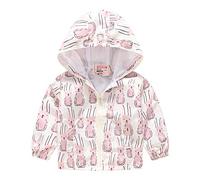 Chaqueta con Capucha Niños Niñas, Surwin Capucha Abrigo Viento Mantener Caliente Chaquet Dibujos Animados De Manga Larga Outwear para bebés 1-7 años OtoñO Regalo (90cm,Coniglietto rosa)
