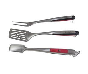 Char-Broil 140 767 - Set Utensili 3 Pezzi Comfort Grip, Acciaio Inox.