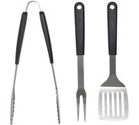 Char-Griller Kit Utensili per Barbecue 3 Pezzi in Acciaio Inox, Spatola, Pinza e Forchettone con Manici Soft-Touch, Modello 8651