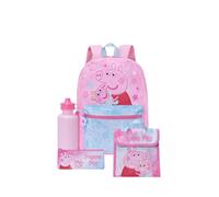 Character Set composto da zaino, borsa per il pranzo, borraccia e astuccio con i personaggi di Peppa Pig 4 Pieces one rosa