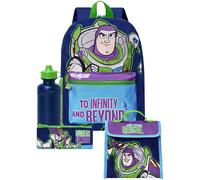 Character Set composto da Zaino, borsa per il pranzo, borraccia e astuccio di Buzz Lightyear di Toy Story Disney 4 Pieces one blu