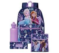Character Set di zaino, borsa per il pranzo, borraccia e astuccio Disney Frozen 4 Pieces one blu
