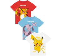 Character T-Shirt con i personaggi Pokemon 3 Pacchetto Pikachu, Raichu e Mewtwo 140146cm blu