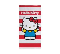 Character World Asciugamano ufficiale Hello Kitty per bambini, super morbido, design a righe sfacciate, perfetto per casa, bagno, spiaggia e piscina, taglia unica, 70 x 140 cm