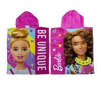Character World Barbie Asciugamano a poncho con cappuccio ufficiale | Super morbido, design fresco | Accappatoio per ragazze perfetto per casa, bagno e spiaggia, rosa, 115 x 50 cm