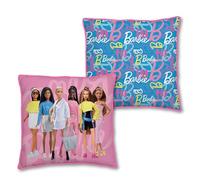 Character World Barbie - Cuscino quadrato con licenza ufficiale, design senza scatola, con cuscino imbottito super morbido reversibile su 2 lati, perfetto per qualsiasi camera da letto dei bambini