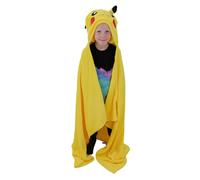 Character World Coperta ufficiale Pokemon in pile con cappuccio, super morbida e calda, design con testa di Pikachu, perfetta per casa, camera da letto, pigiama party e campeggio, dimensioni 100 x 120