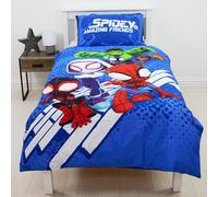Character World Disney - Set copripiumino singolo per bambini, motivo Spidey e i suoi incredibili amici, reversibile, double-face, con federa coordinata, set per letto singolo