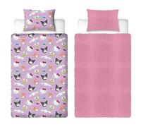 Character World Hello Kitty, set copripiumino singolo ufficiale, design Chill, double-face, in pile, prodotto ufficiale, con federe coordinate
