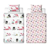 CHARACTER WORLD Hello Kitty - Set copripiumino singolo ufficiale Hello Kitty, reversibile, double-face, con federa coordinata, per letto singolo
