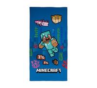Character World MINECRAFT Asciugamano | Super Soft Feel, Ocean Gaming Design | Perfetto per casa, bagno, spiaggia e piscina | Taglia unica 140 cm x 70 cm