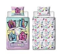 Character World Monster High - Set copripiumino singolo con licenza ufficiale, design Fierce | Biancheria da letto reversibile per bambole su 2 lati con federa coordinata | Perfetto per la camera dei