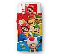 Character World Nintendo Super Mario Movie - Set copripiumino per letto singolo per bambini, reversibile, design Jump Design 2 lati, con federe abbinate, set da letto singolo, in policotone