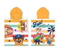 Paw Patrol, asciugamano poncho ufficiale con cappuccio, super morbido, design soleggiato con Chase, macerie e Skye, accappatoio perfetto per casa, bagno e spiaggia, 55 x 50 cm