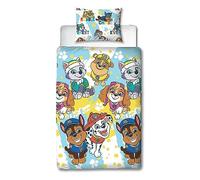Character World Paw Patrol, set copripiumino per letto singolo per bambini, reversibile, double-face, con federa coordinata, set per letto singolo