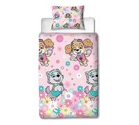 Character World Paw Patrol, set copripiumino singolo per bambini, reversibile, con motivo floreale su 2 lati, con federa coordinata, set per letto singolo