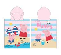 Character World Asciugamano poncho ufficiale Peppa Pig con cappuccio, super morbido al tatto, design a onde, accappatoio perfetto per casa, bagno e spiaggia, multicolore, 115 x 50 cm