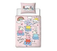 Character World Peppa Pig - Set copripiumino ufficiale per lettino e lettino, design giocoso reversibile a 2 lati, con federa coordinata, in policotone