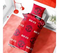 Character World Set copripiumino singolo Manchester United, design onore, reversibile, rosso, double-face, prodotto ufficiale, con federe coordinate