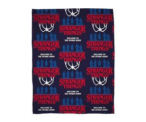 Character World Stranger Things Coperta ufficiale in pile, super morbida e calda, design con fiamme, perfetta per casa, camera da letto, pigiama party e campeggio, 100 x 150 cm, blu navy