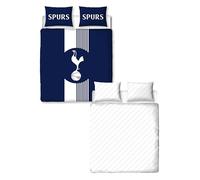 CHARACTER WORLD Tottenham Hotspur FC, set copripiumino matrimoniale con motivo geometrico, reversibile, blu su 2 lati, prodotto ufficiale, con federe coordinate