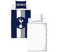 CHARACTER WORLD Tottenham Hotspur FC, set copripiumino singolo con motivo a linee, reversibile, double-face, prodotto ufficiale, con federa coordinata, in policotone, prodotto ufficiale