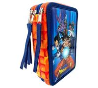 Characters Cartoons Astuccio Triplo per Bambini con Disegni manga, Blu e Arancione