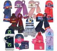 Characters Cartoons- Bambina Bambino - Set Invernale 3pz Cappello Guanti e Sciarpa o Scaldacollo [4139 Blu - 52]