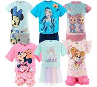 Characters Cartoons Cartoni Animati - Bambina - Completo Coordinato Beach Set 2 pz T-Shirt Maglia Maglietta e Pantaloncino [1011 Azzurro - 6 anni]