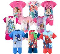 Characters Cartoons - Pigiama Premium Maniche Corte Maglietta e Pantaloncino - Confezionato in Scatola - 100% Cotone - Originale - Bambina Bambino [2082 Rosa Box - 8 Anni]