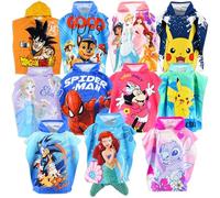 Characters Cartoons - Poncho Telo Mare con Cappuccio - Cotone o Microfibra - Spiaggia Piscina - Tema Cartoni Animati Manga Anime Videogiochi [55x55-78060 Rosso]