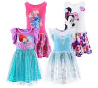 Characters Cartoons Vestito Estivo Bambina Cartoni Animati | Modelli Cotone o Tulle Principessa | Abito Leggero Colorato [10118 Rosa - 6 Anni]