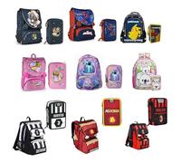 Characters Cartoons Zaino Scuola con Astuccio Triplo, Personaggi, Spallacci Imbottiti, Schienale Imbottito, Tasche Multiple, Astuccio Completo (Nerojuv)