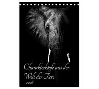 Charakterköpfe aus der Welt der Tiere (Tischkalender 2026 DIN A5 hoch), CALVENDO Monatskalender: Ausdrucksstarke Tierportraits in Schwarz und Weiß