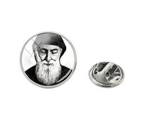 Charbel Chiusura Pin Acciaio Inox St Charbel Disegno Arte Risvolto Spilla Vetro Cupola Gioielli Fatti a Mano, 2.5, Vetro, Stabilizzato Turchese