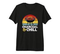 Charcoal & Chill Summer BBQ Vintage Tramonto Dad Grill Lover Maglietta Premium