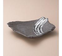 Charcoal-Fired Bianco Brushstroke Treppiedi Antipasto Piastra - Mino Ware, Japan