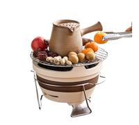 Charcoal Stufa in ceramica for preparare il tè e barbecue - Pentola for fuoco a carbone for esterni, pentola calda tradizionale e grigliate(18.5cm)