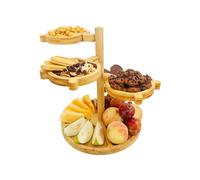 Charcuterie Board Set regalo piatto da portata girevole, vassoio rotondo in bambù e 4 piatti carini rimovibili, tagliere per compleanno, Natale, matrimonio, Housewarming (rotondo)