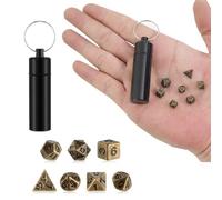 Charfia Set di 7 dadi DND per Dungeon and Dragons MTG RPG D&D D20, D12, D10, D%, D8, D6, D4, mini dadi poliedrici e RPG (bronzo antico)