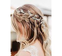 Chargances Accessorio per capelli da bambina, perfetto per sposa in stile bohémien, con perle, accessorio per capelli da sposa, damigella d'onore, gioiello per capelli (oro rosa)