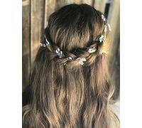 Chargances Cerchietto per capelli da sposa con perle rampicanti, accessorio per capelli in stile bohémien, ideale per matrimoni, matrimoni, damigelle, fiori, ragazze, gioielli per capelli (oro)