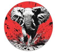 Charge Elefante on Red Background Jigsaw Puzzle 1000pcs (67.5x67.5cm) Adulti Arte a fumetti Puzzle Gioco Educativo Decorazioni Per La Casa
