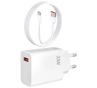 Chargeur Rapide 33W PD3.0 avec Câble USB-C 1.5M pour Xiaomi Redmi Note 13/12/11 Pro/11s/10, Xiaomi 14/13/12/11 Lite/10T, POCO X6/X3/F3/X5/M5/F2 Pro - Chargeur Turbo Universel Compact et Sécurisé