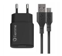 Chargeur secteur Tiemme 1 Port USB 5W + Cable USB-A vers USB-C 1m (Noir)