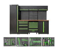 Charging Racer JBM Set di Mobili Componibili per Officina 18 Pezzi con 4 Moduli Utensili in Carbonio Eva, Serie 446, Nero e Verde