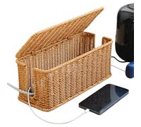 Charging Station Basket, Cord Hider Box, Charging Basket, Cable Organizer Box, Hand-Woven Cable Management Box with Charging Station, Cord Hider Box for TV and Computer Cords