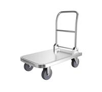Chariot de manutention Industriel Utilitaire à Plateforme en Acier Inoxydable avec Roue Frein 15 cm Diable Pliable Compact